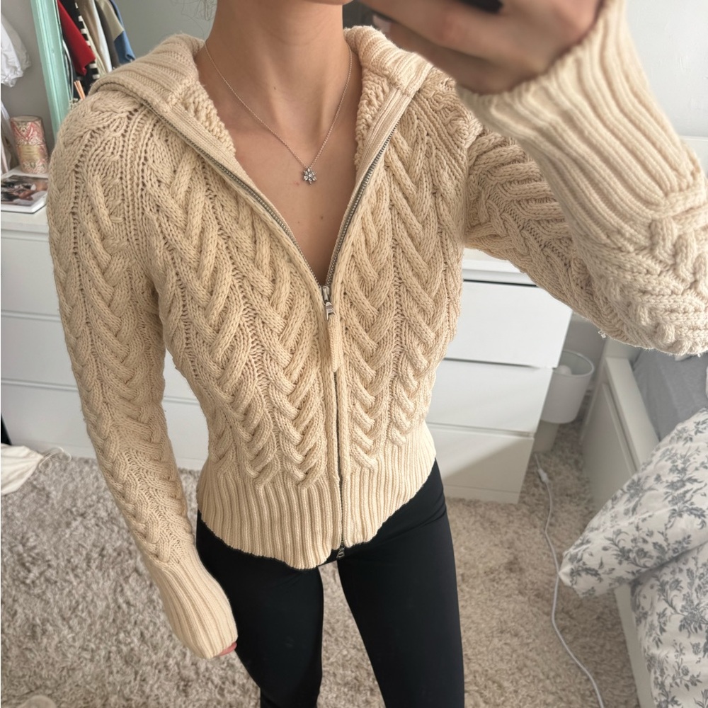 THEORY CABLE KNIT CARDIGAN 100% WOOL